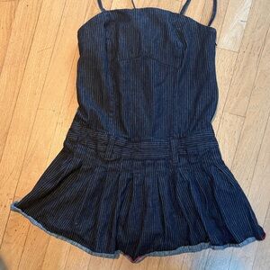 Pilcro Navy and White Pinstripe Spaghetti Strap Jumper